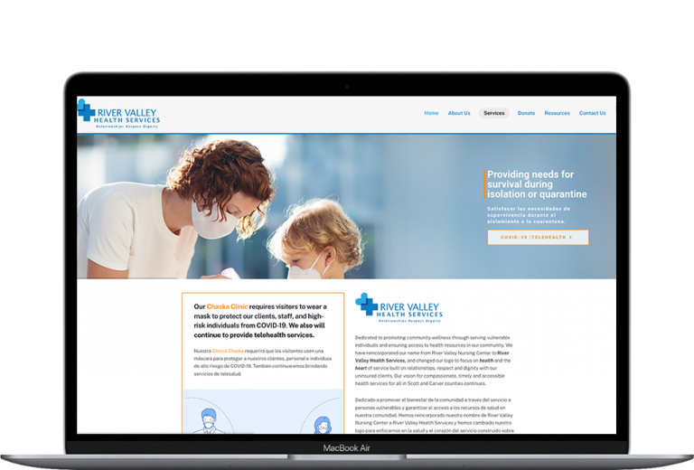 River Valley Health Services website displayed on a laptop