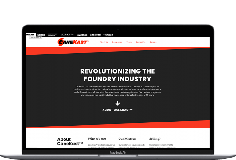 CaneKast website displayed on a laptop