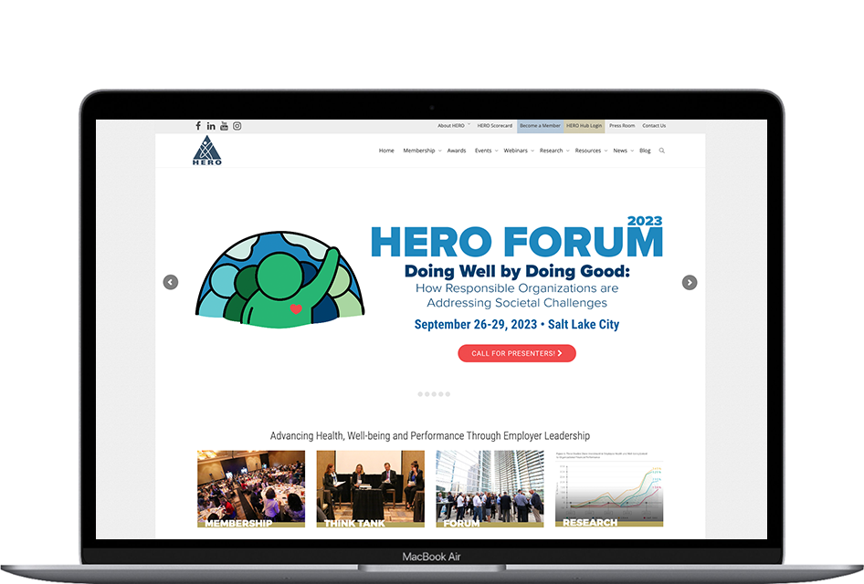 Hero Health website home page being displayed on a laptop