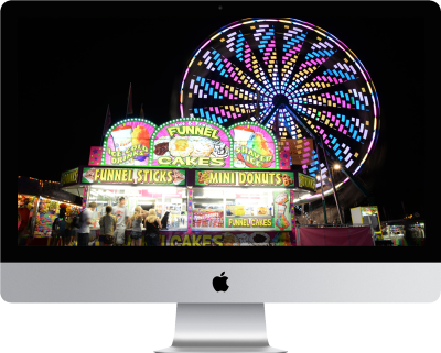 Carver County Fair midway at night on a monitor